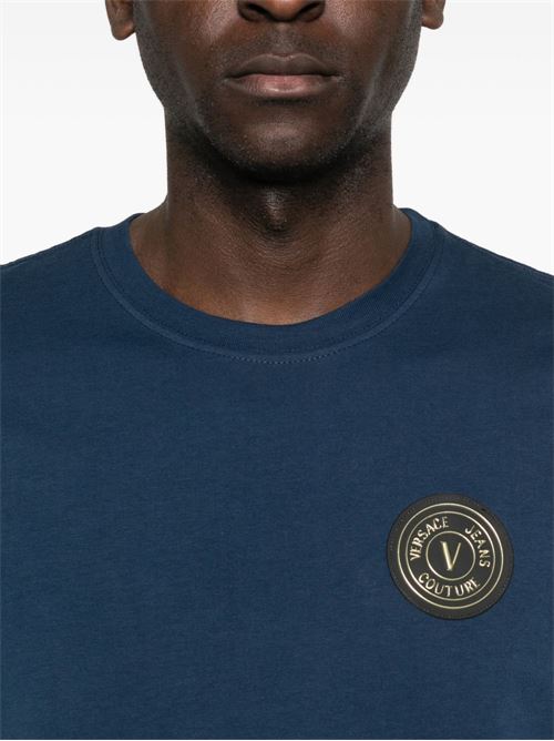 T-shirt uomo maniche corte con patch logo Versace jeans Couture | 80GAHT03CJ00TG83